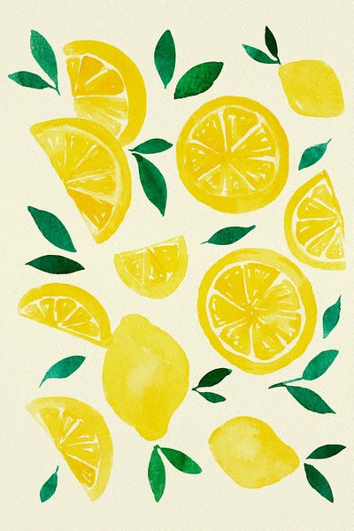 Dopamine Decor: Watercolor Lemons by Angela Minca