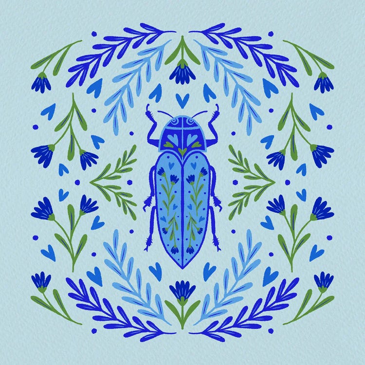Bug With Flowers And Branches