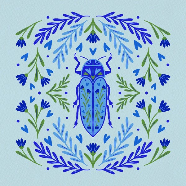 Bug With Flowers And Branches