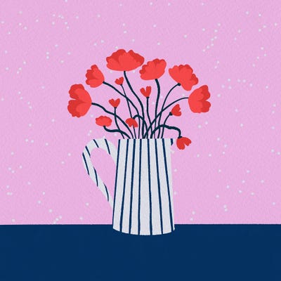 Poppies In A Pitcher by Angela Minca metal wall art