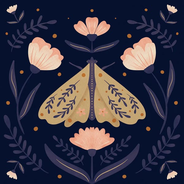 Moths: Moth And Flowers by Angela Minca