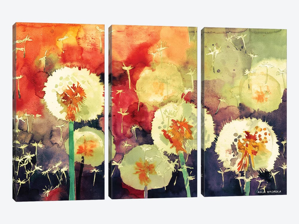 Dandelions by Maja Wronska 3-piece Canvas Wall Art