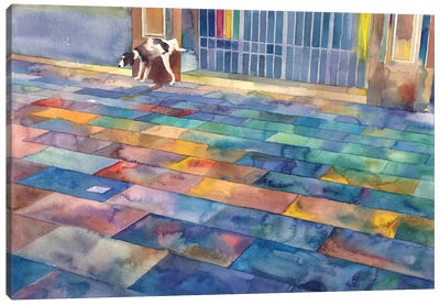 Dog And The City Canvas Art Print - Maja Wronska