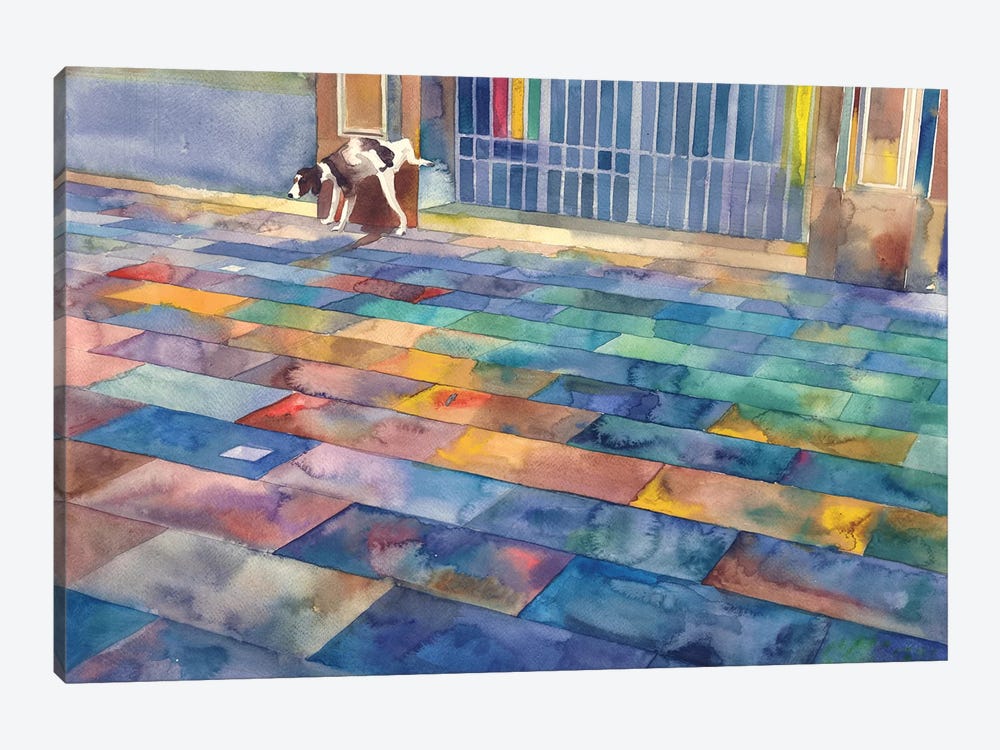 Dog And The City by Maja Wronska 1-piece Art Print