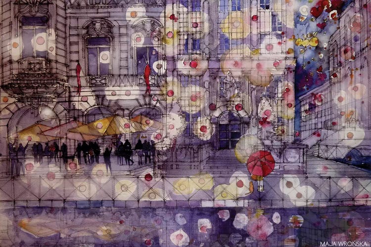 Girl With A Red Umbrella by Maja Wronska wall art