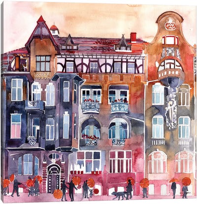 Apartment House In Poznań Canvas Art Print - Maja Wronska