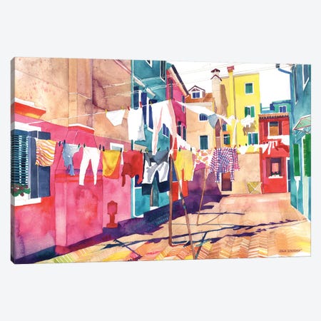 Laundry In Venice Canvas Print #MWR20} by Maja Wronska Canvas Art