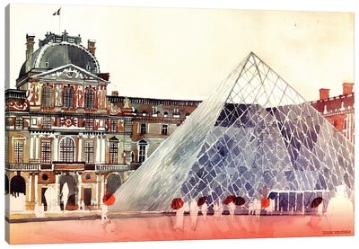 Louvre In September Canvas Art Print - Pyramids
