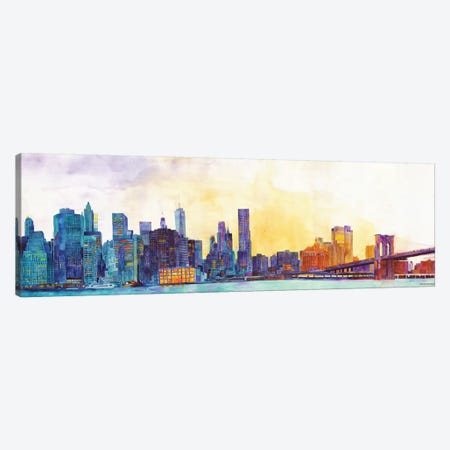 NYC Panorama Canvas Print #MWR29} by Maja Wronska Canvas Art