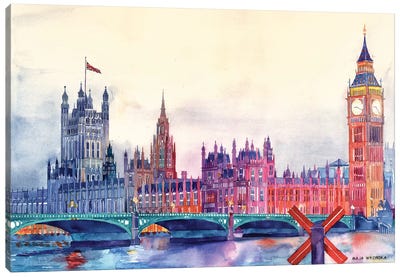 Sunset In London I Canvas Art Print - United Kingdom