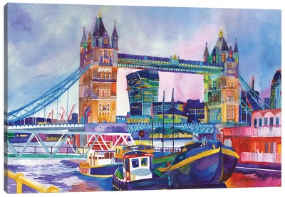 Sunset In London II Canvas Art Print - Tower Bridge
