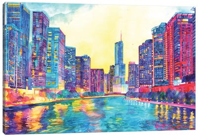 Chicago River Canvas Art Print - Architecture Art