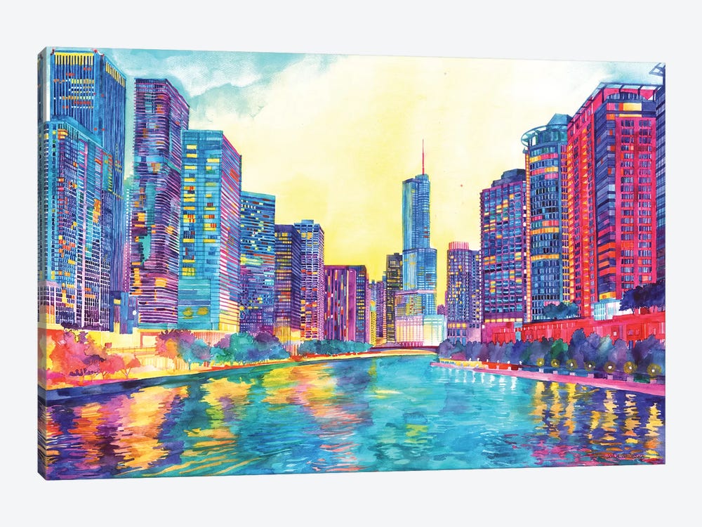 Chicago River by Maja Wronska 1-piece Canvas Artwork