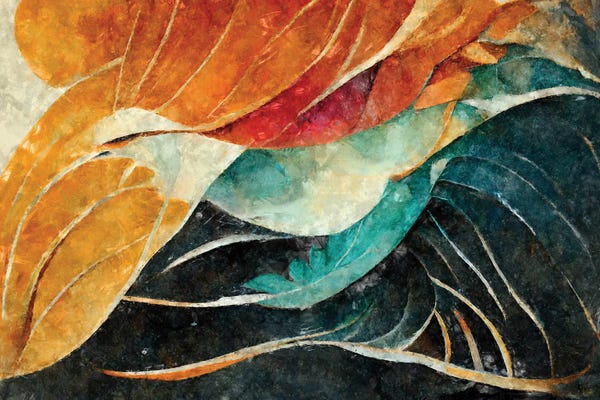 Teal Abstract Art: Long Beach by Maximiliano Casal