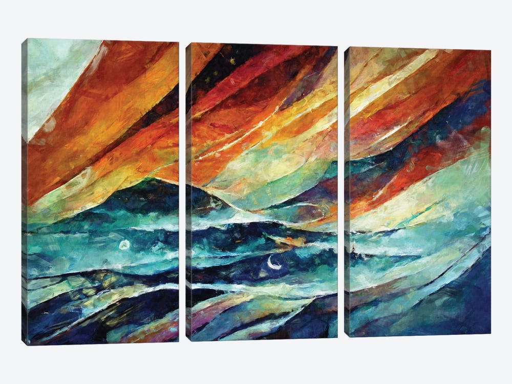 Abstract Sunset by Maximiliano Casal 3-piece Canvas Wall Art