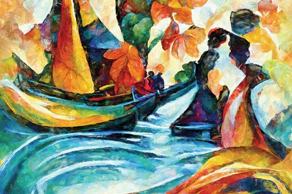 Teal Abstract Art: Tropical Sunset by Maximiliano Casal