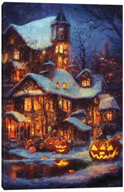 This Is Halloween Canvas Art Print - Haunted Houses