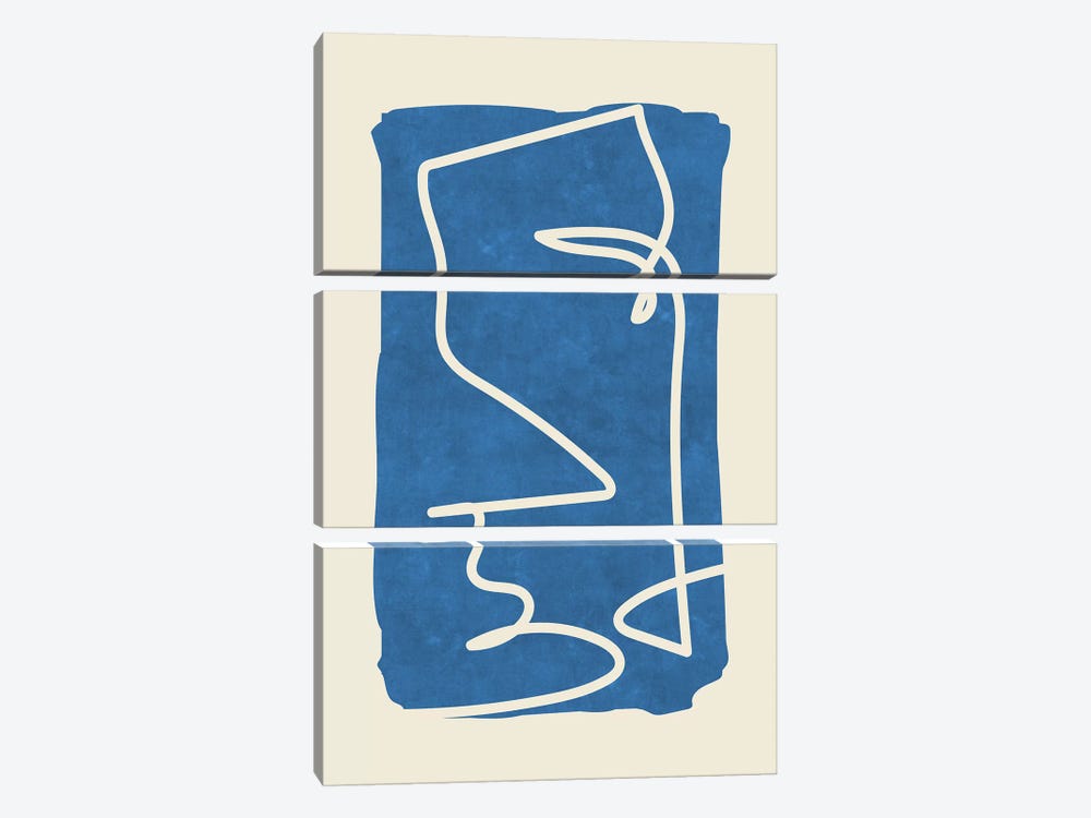 Sophisticated Lines On Blue III by Maximiliano Casal 3-piece Canvas Artwork