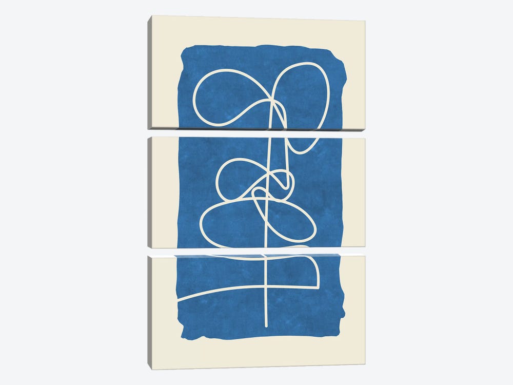 Sophisticated Lines On Blue V by Maximiliano Casal 3-piece Canvas Artwork