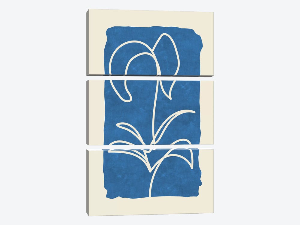Sophisticated Lines On Blue VI by Maximiliano Casal 3-piece Art Print