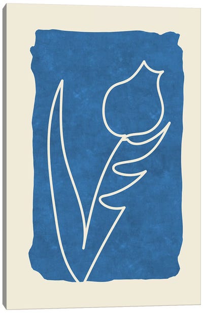Sophisticated Lines On Blue VII Canvas Art Print - Minimalist Flowers