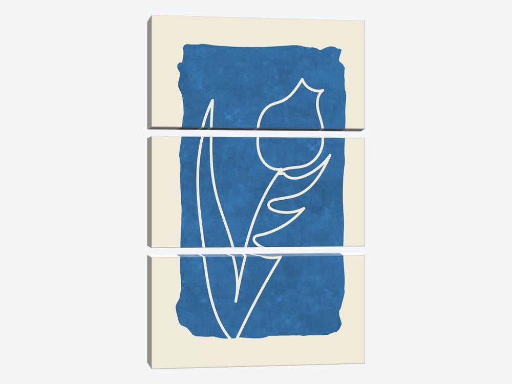 Sophisticated Lines On Blue VII by Maximiliano Casal 3-piece Canvas Wall Art