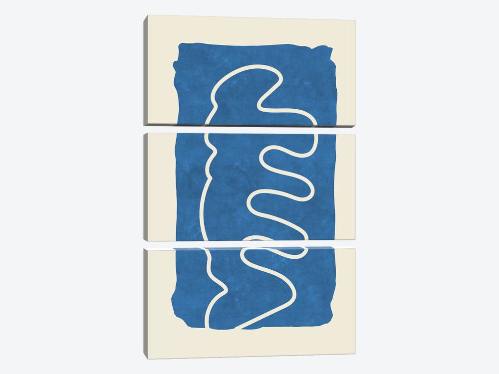 Sophisticated Lines On Blue VIII by Maximiliano Casal 3-piece Canvas Print