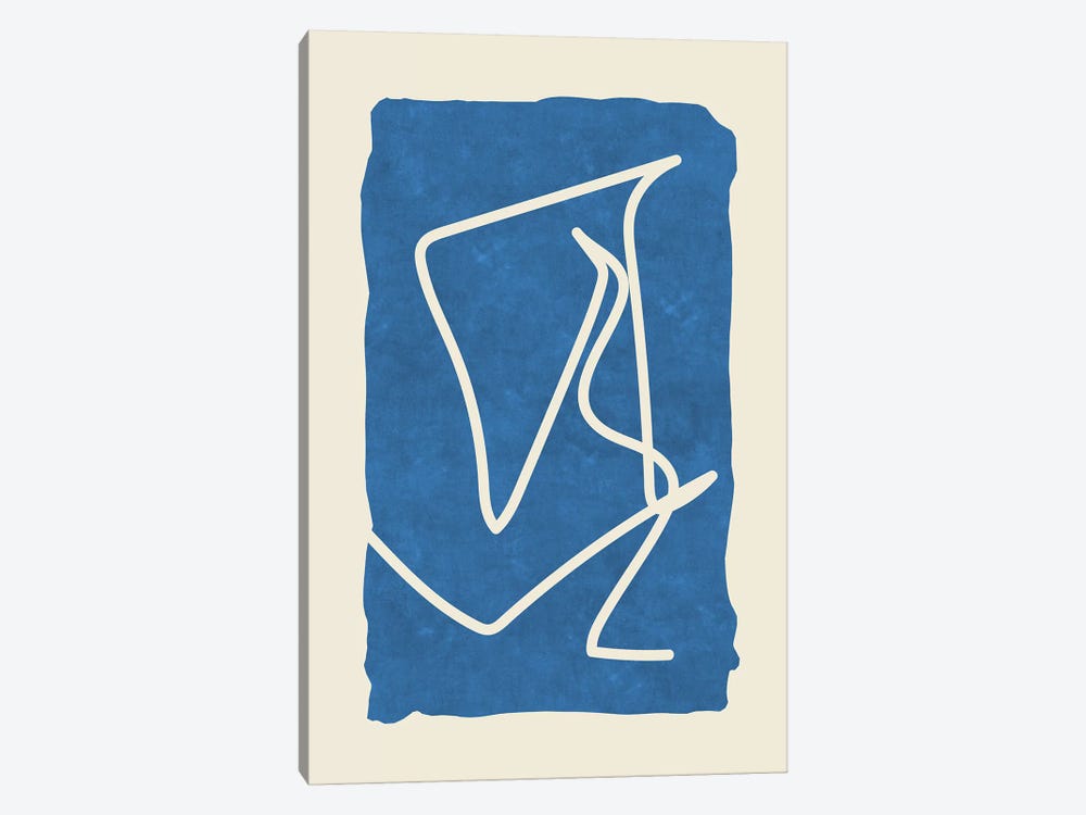 Sophisticated Lines On Blue by Maximiliano Casal 1-piece Canvas Artwork