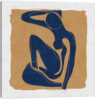Nude Blue Woman 3 Canvas Art Print - The Cut Outs Collection
