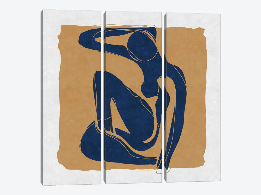 Nude Blue Woman 3 by Maximiliano Casal 3-piece Art Print