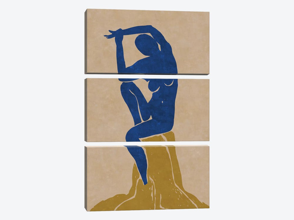 Nude Blue Woman 2 by Maximiliano Casal 3-piece Art Print
