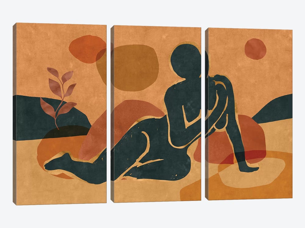 Woman Resting In The Nature II by Maximiliano Casal 3-piece Canvas Print