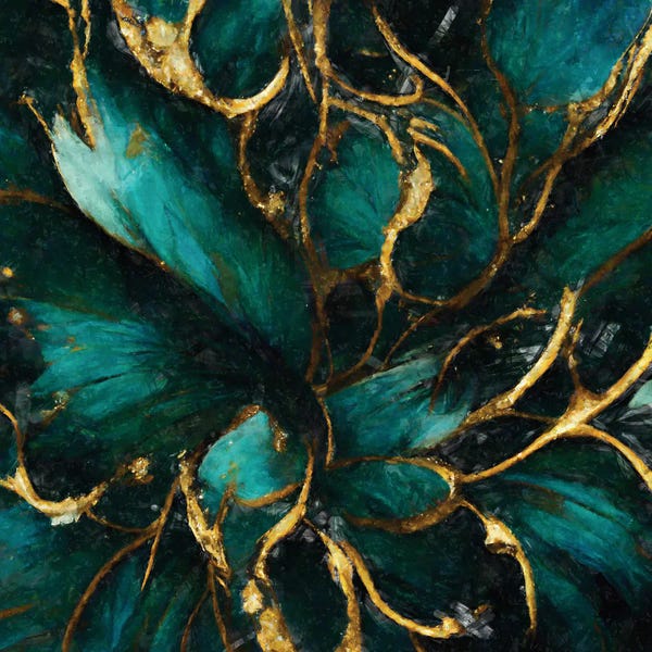 Teal Abstract Art: Floating by Maximiliano Casal