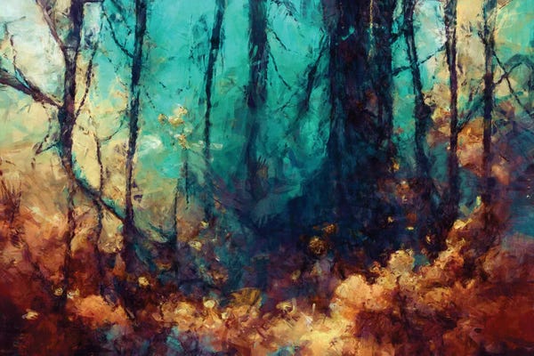 Teal Abstract Art: Around The Sun by Maximiliano Casal