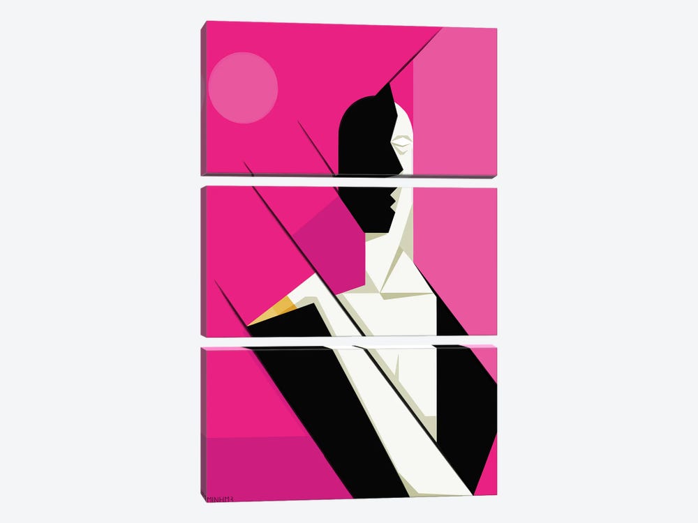 Shocking Pink by Le Minh 3-piece Canvas Artwork