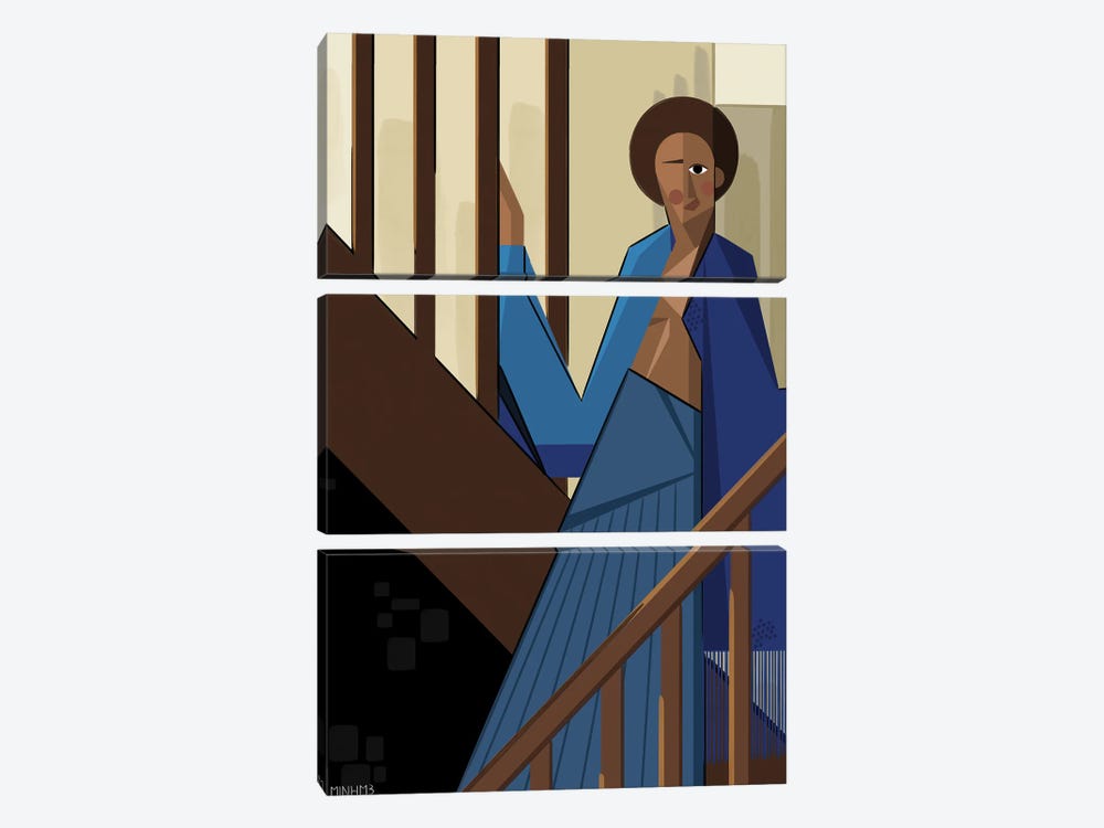 Woman Walking The Stairs by Le Minh 3-piece Canvas Wall Art