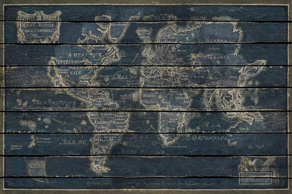 Large Map Art - Canvas Prints: Mappe Monde by Diego Tirigall