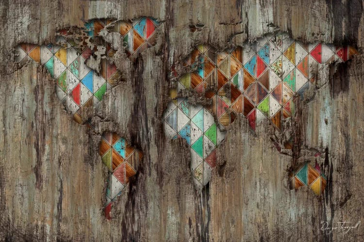 My Geometric World Map by Diego Tirigall wall art
