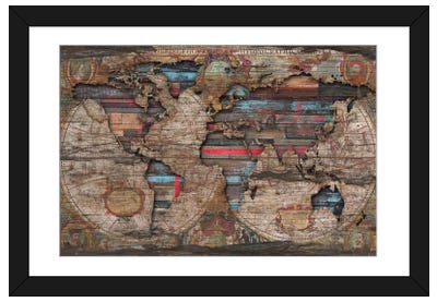Distressed World Map Paper Art Print - Maps