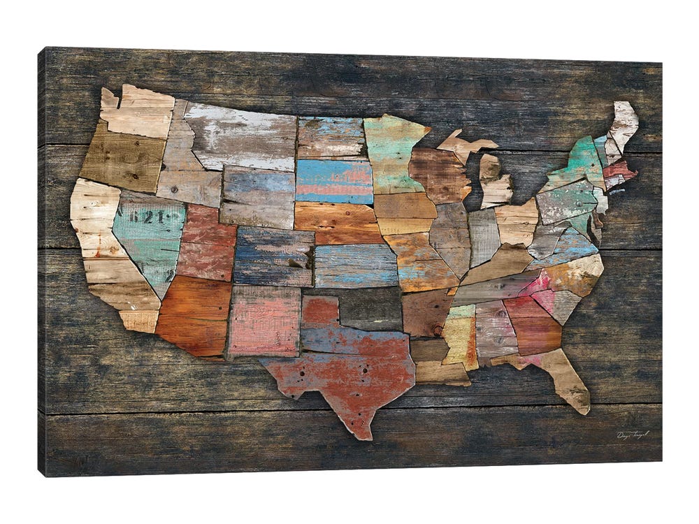 US Flag World Map On Newspaper Art: Canvas Prints, Frames & Posters