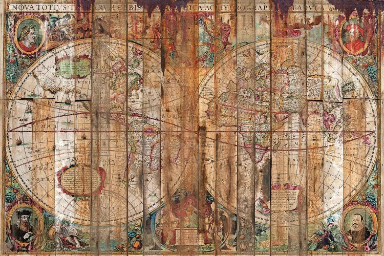 Reclaimed Wood Map by Diego Tirigall wall art