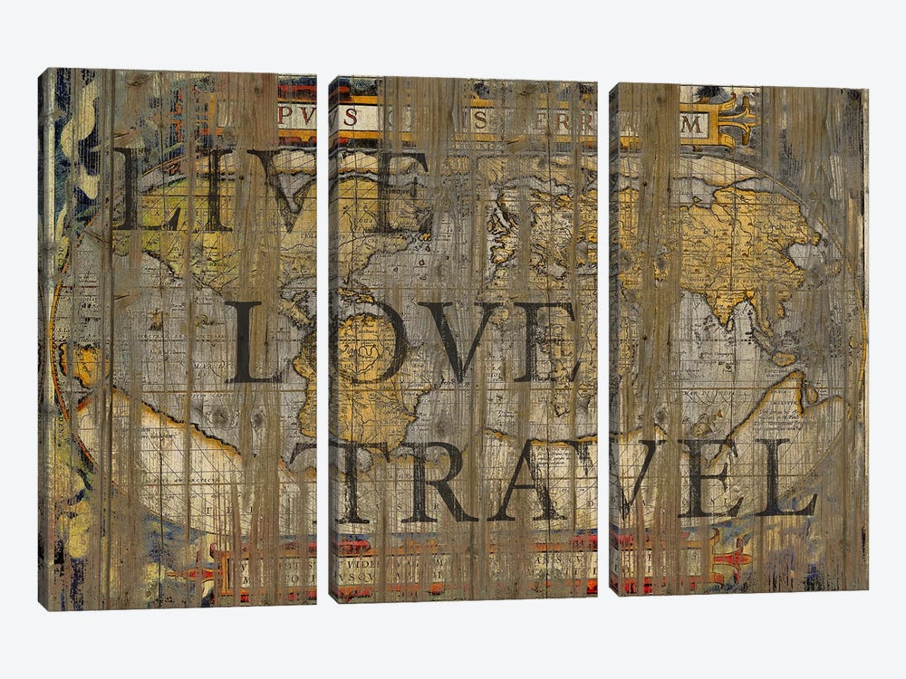 Live Love Travel by Diego Tirigall 3-piece Canvas Print