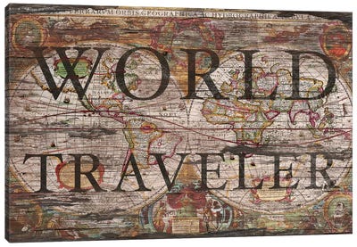 World Traveler Canvas Art Print - Rustic Décor