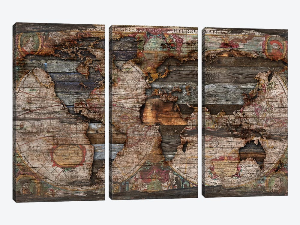 Reclaimed Map by Diego Tirigall 3-piece Art Print