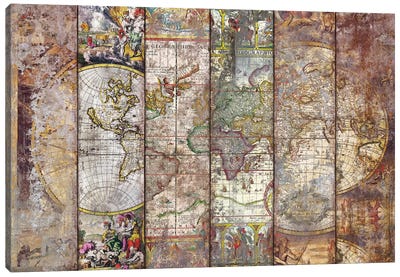 Old Times (World Map) I Canvas Art Print - Diego Tirigall