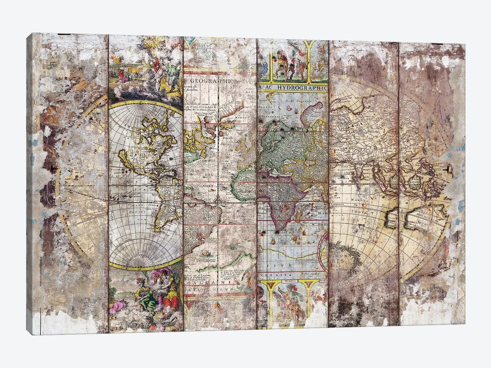 Old Times (World Map) II by Diego Tirigall 1-piece Canvas Art