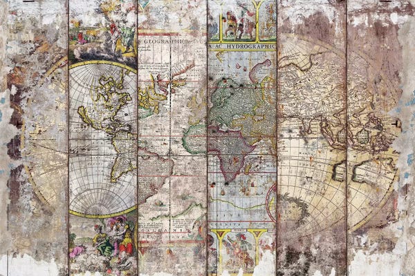 Vintage & Retro: Old Times (World Map) II by Diego Tirigall