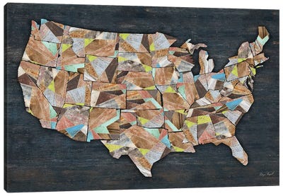 USA Geometry States Map Canvas Art Print - Flag Art