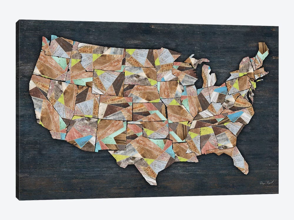 USA Geometry States Map by Diego Tirigall 1-piece Art Print