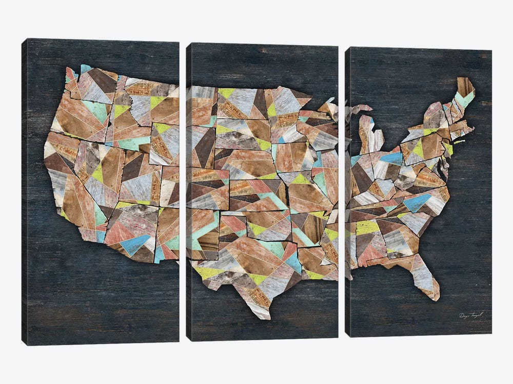USA Geometry States Map by Diego Tirigall 3-piece Art Print